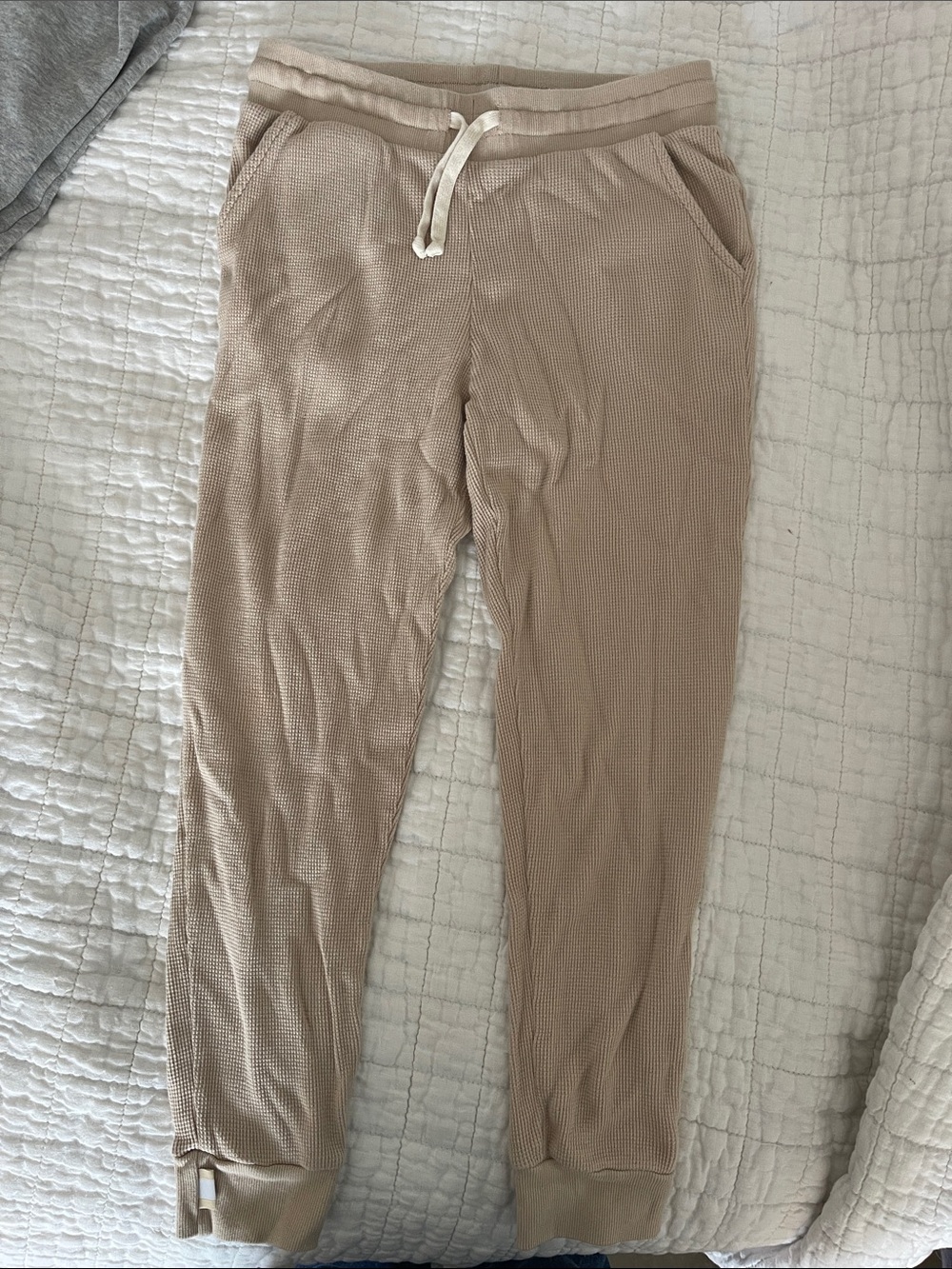 Province of Canada Cream Tan Joggers Waffle Knit Size XXS